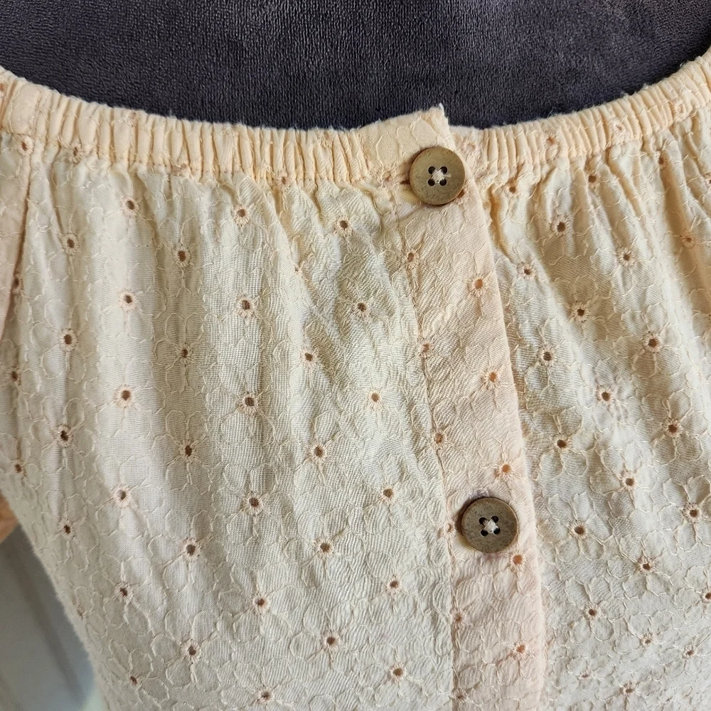 Cat & Jack Girs Eyelet Button Front Woven Short Sleeve Blush Orange Top L(10/12)